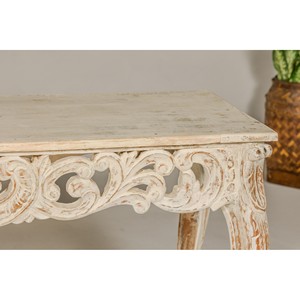 Mesa Auxiliar de Madera de Pino Tallada al por Mayor |   Acabado Crema de Miel - Product Image 5