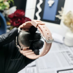 Montre analogique-numérique pour femmes, avec bracelet en caoutchouc, boîtier rond, fermoir à boucle, montre Hip Hop - Product Image 3