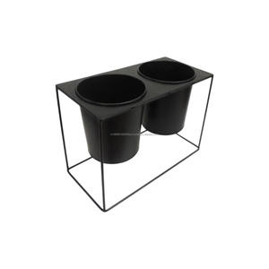 Set of 2 Gardening Metal <b>Pot</b> <b>Planter</b> Modern Minimalist Design Black Powder Coated <b>Planters</b> for Garden and Gardening - Product Image 1