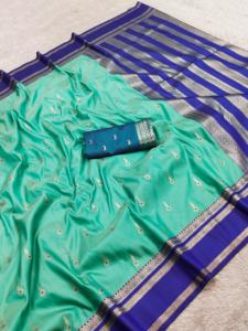 Indian Traditional Ethnic Banarasi Silk <b>Saree</b> with Zari Weaving Work for Wedding Occasion and Festive Function for Women Outfit - Product Image 2