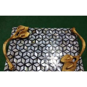 Elegante bandeja con incrustaciones de madreperla, bandeja decorativa Rectangular hecha a mano para tocador, cocina, desayuno, regalo de boda - Product Image 3