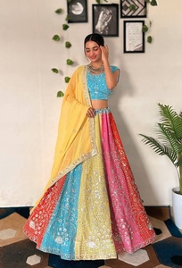 Ensemble élégant Faux Georgette Lehenga Choli pour femmes broderie lourde conception de séquence travail vêtements de mariage indiens y compris indien - Product Image 3