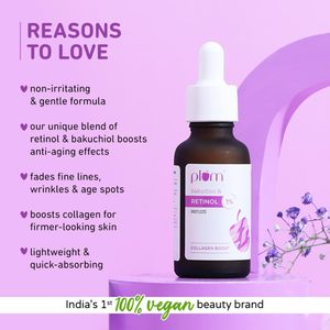 Suero Facial Nocturno Antienvejecimiento Avanzado con 1% de Retinol y Bakuchiol Plum |   Aumenta el Colágeno, Reduce las Líneas Finas y las Arrugas |   20 ml - Product Image 2