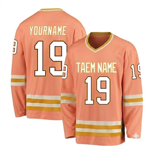 Maillot de hockey sur glace à séchage rapide, imprimé numériquement, pour homme, 100% polyester, tissu mesh 220g, manches longues, col en V, pull-over personnalisable - Product Image 1
