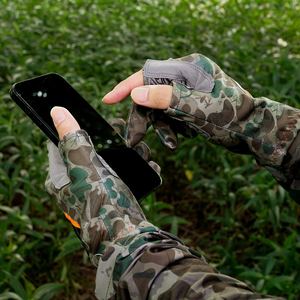Guantes de Caza para Hombre, Camuflaje, Impermeables, de Poliéster, Medios Dedos, con Cierre de Cordón - Product Image 6