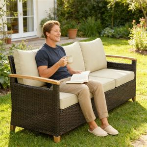 Sofá Doble Beige para Terraza o Jardín, Cómodo y Elegante - Product Image 1