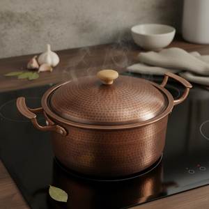 Traditional Indian Brass Cooking Wok Handmade Brass Kadai with Strong Iron Handles for Professional Kitchen Equipment - Product Image 2