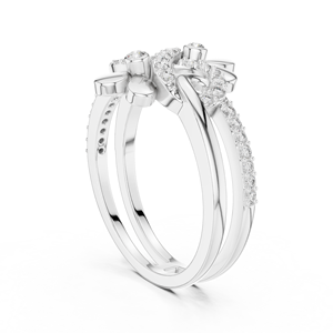 Anillo de Diamantes Cultivados en Laboratorio con Diseño Floral Doble Infinito, Oro Blanco de 18 Quilates con Baño de Rodio, Estilo Minimalista para Compromiso, Fiesta, Boda o Uso Diario - Product Image 3