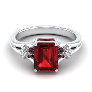 Anillos Solitarios de Moissanita en Oro Rosa de 10K, 14K y 18K, Corte Esmeralda de 2.5 Ct, con Granate, Joyería de Moda, Regalos, Precio de Fábrica REYES - Product Image 5