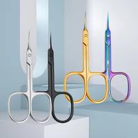 Ciseaux à cuticules en acier inoxydable, lame tranchante, manche rond, outils de beauté pour adultes, coupe-ongles durable à pointe droite