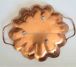 Elegante bandeja de servicio de vajilla de cocina de un solo nivel de cobre hecha a mano duradera y elegante para decoración y entretenimiento del hogar - Product Image 3