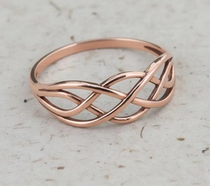 Minimalist Yellow Gold Plated <b>Plain</b> Band Silver <b>Ring</b> With Infinity Knot Design Unisex Everyday Wear - Product Image 2