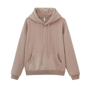 เสื้อฮู้ดโอเวอร์ไซส์แบบยูนิเซ็กซ์ สีพื้น ดีไซน์กระเป๋าเสื้อ สวมใส่สบายๆ สำหรับฤดูใบไม้ร่วง ผ้าถักเฟรนช์เทอร์รี่ ความยาวปกติ - Product Image 1