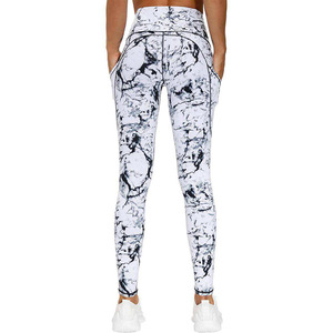 Leggings de sport taille haute pour femme, sublimation, logo personnalisé, imprimé floral ethnique géométrique tie-dye, antibactérien, respirant, lavable - Product Image 4