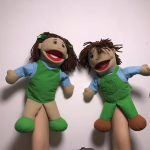 Marionnette en peluche personnalisée pour garçon avec salopette verte et chemise bleue, 11CM-30CM, matériau super doux, pour les enfants de 3 ans et plus, unisexe - Product Image 6