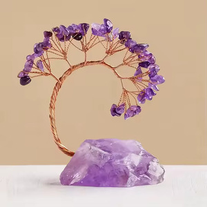 Arbre en cristal d'améthyste avec base en pierre d'améthyste brute et polie - Product Image 2