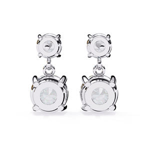 Boucles d'oreilles pendantes en moissanite 3,7 CTW, pierres rondes de 7,2 mm et 4,8 mm, or massif 14 carats, alternative brillante au diamant - Product Image 3