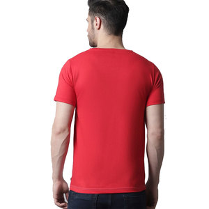 T-shirt décontracté pour homme en coton 100% à rayures rouges et blanches, col rond, manches courtes, coupe classique, logo sur le devant - Product Image 4