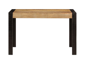 Table de cuisine et de salle à manger de style loft européen, durable, pliable, en bois de manguier massif, plateau rectangulaire, pieds en bois en forme de U, finition noire naturelle - Product Image 2