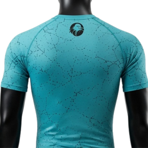 Turquoise Black <b>Men</b> Compression <b>Shirt</b> and Shorts Set Breathable Quick Dry Stretch Fitness Gym Training Running Workout Athletic - Product Image 4