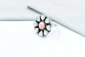 Handmade Pink Conch Pearl Sterling Silver <b>Adjustable</b> <b>Ring</b> Natural Shell Gemstone <b>Ring</b> for Women Fine Jewelry Wholesale - Product Image 3