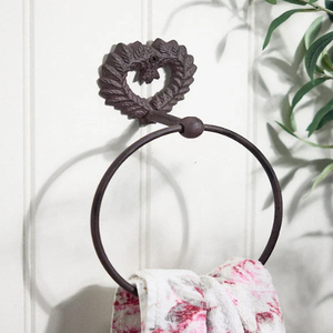 Isabelle <b>Black</b> <b>Heart</b> Towel Ring Hand Forged Towel Holders Wrought Iron Towel Ring Holders - Product Image 1