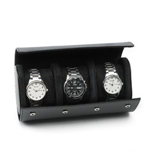 Étui de voyage de luxe en cuir PU pour montres, 2 ou 3 emplacements, boîte de rangement portable pour montres avec doublure souple pour hommes et femmes - Product Image 6
