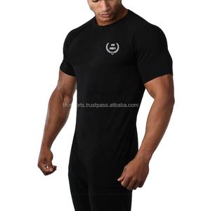 Camiseta ajustada para hombre con logotipo personalizado Impresión OEM Spandex/Ropa deportiva de algodón Camiseta en blanco de color personalizado - Product Image 1