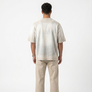 T-shirt en coton oversize pour homme, délavé soleil, à épaules tombantes, col rond, manches courtes - Product Image 2