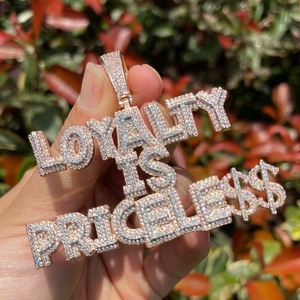 Iced Out Moissanite Letter Name Pendant Rose Gold Plated Hip Hop Themed Charms Custom Initial Letter Pendant Fashion Jewelry - Product Image 1