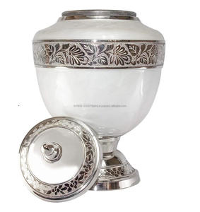 Urnes funéraires en laiton de haute qualité, gravées, blanc nacré, Meena, pour cendres humaines ou d'animaux de compagnie, souvenirs pour adultes, fournitures funéraires - Product Image 3