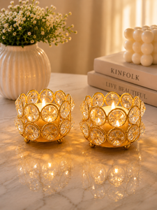Elegant Gold <b>Crystal</b> <b>Candle</b> <b>Holder</b> for Living Room & Dining Table Handcrafted Gold <b>Crystal</b> Votive <b>Holder</b> – Luxury Home Accent - Product Image 2