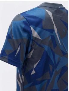 Maillot de football pour homme SUBHAY INTERNATIONAL, imprimé géométrique bleu, col en V, manches courtes, polyester respirant - Product Image 1