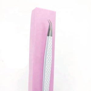 Pinzas profesionales para extensión de pestañas, agarre de diamante, pinzas para pestañas de acero inoxidable sólido con recubrimiento de polvo blanco, Etiqueta Privada - Product Image 2