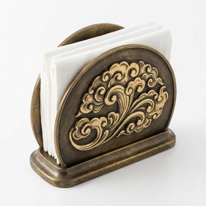 Servilletero de Latón Antiguo Hecho a Mano de 20 cm, Capacidad para Buffet, Baadal Repousse, Decoración para el Hogar, Hotel, Boda - Product Image 1