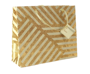 Bolsa de Papel de Algodón Hecha a Mano Personalizable al por Mayor con Asa Flexiloop, Diseño Serigrafiado con Brillo Metálico Dorado - Product Image 3