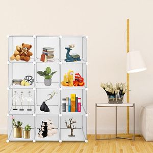 Étagère de rangement à 12 cubes en métal, plastique et rotin pour armoire et placard - Product Image 2