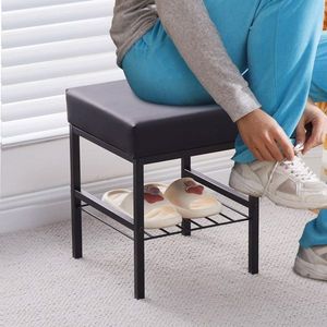Moderno Pouf in Velluto 33x33x41 cm, Poggiapiedi Antiscivolo con Rivestimento in Velluto Peloso, Gambe in Metallo, Seduta Imbottita Morbida per Uso Domestico - Product Image 5