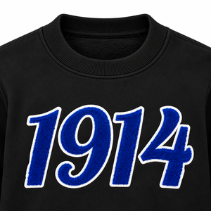 Sweat-shirt à col rond pour homme Phi Beta Sigma Black 1914 avec broderie en chenille bleue, pull à manches longues en polaire pour fraternité - Product Image 6