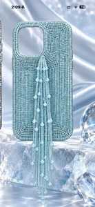 Étui de téléphone artisanal en perles dorées avec pompon, coque de protection arrière pour mobile en perles de verre métalliques - Product Image 6