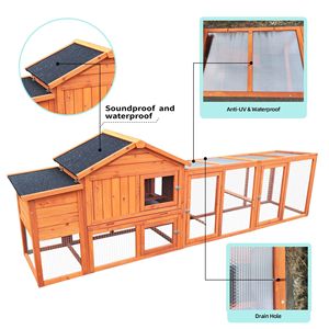 111.5 \ "grande pollaio esterno in legno scatola di nidificazione per pollame coniglio Hutch UV pannello impermeabile gabbia per cortile per - Product Image 4