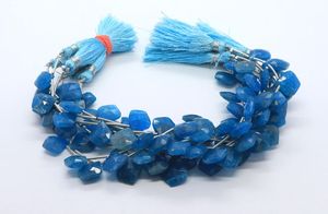 Natural Neon <b>Blue</b> Apatite Faceted Leaf Cut <b>Beads</b> 10-11 MM <b>Blue</b> Apatite <b>Beads</b> 8 Inch Faceted Neon Apatite Fancy Shape <b>Beads</b> - Product Image 2