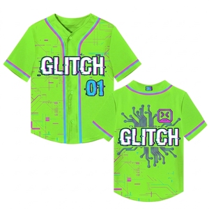 Glitch Unisex <b>Baseball</b> Jersey Full Print Short Sleeve Breathable Polyester Adult Sport Apparel All Seasons Regular Fit - Product Image 5