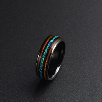 Bague en carbure de tungstène avec incrustation de bois et d'opale, alliance bombée de 8 mm pour homme, bijoux naturels en gros