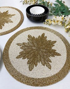 Handmade Elegant Beaded Embroidery <b>Placemats</b> Premium Decorative <b>Table</b> Mats for Home <b>Dining</b> Room Restaurant Hotel and Celebration - Product Image 3