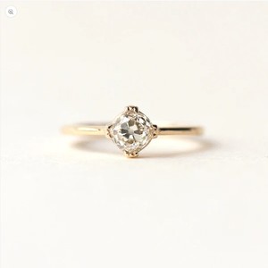 Anillo de Moissanita con Corte Portugués, Plata de Ley 925, Chapado en Oro Amarillo, Anillo de Compromiso para Mujer, Joyería de Boda Solitaria - Product Image 3