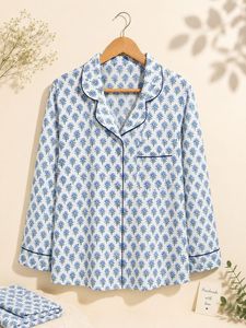 <b>Women's</b> Short Sleeve Floral Print Pajama Set Notched <b>Collar</b> Top and Pants <b>Women</b> Night Suit Floral Lounge Set Notched <b>Collar</b> - Product Image 3