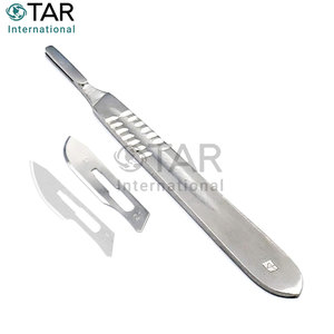 ด้ามมีดผ่าตัดสแตนเลสพร้อมใบมีดผ่าตัดปลอดเชื้อ 20 ใบ เครื่องมือตัดสำหรับงานผ่าตัด ใช้ซ้ำได้ อุปกรณ์การแพทย์ - Product Image 2