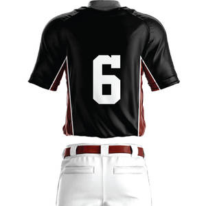 Maillot de baseball noir pour homme, numéro 6, impression par transfert thermique, respirant, 100 % polyester, uniforme adulte PITCHER INTERNATIONAL Needle - Product Image 2