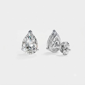 Classic IGI Certified VVS2 Minimalist 2CT Pear Diamond Lab Created Diamond 18K White Gold Solitaire Stud <b>Earrings</b> <b>Fine</b> Jewelry - Product Image 3
